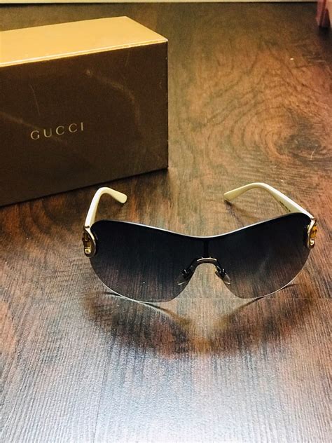 gucci sunglasses white and gold|white Gucci sunglasses for women.